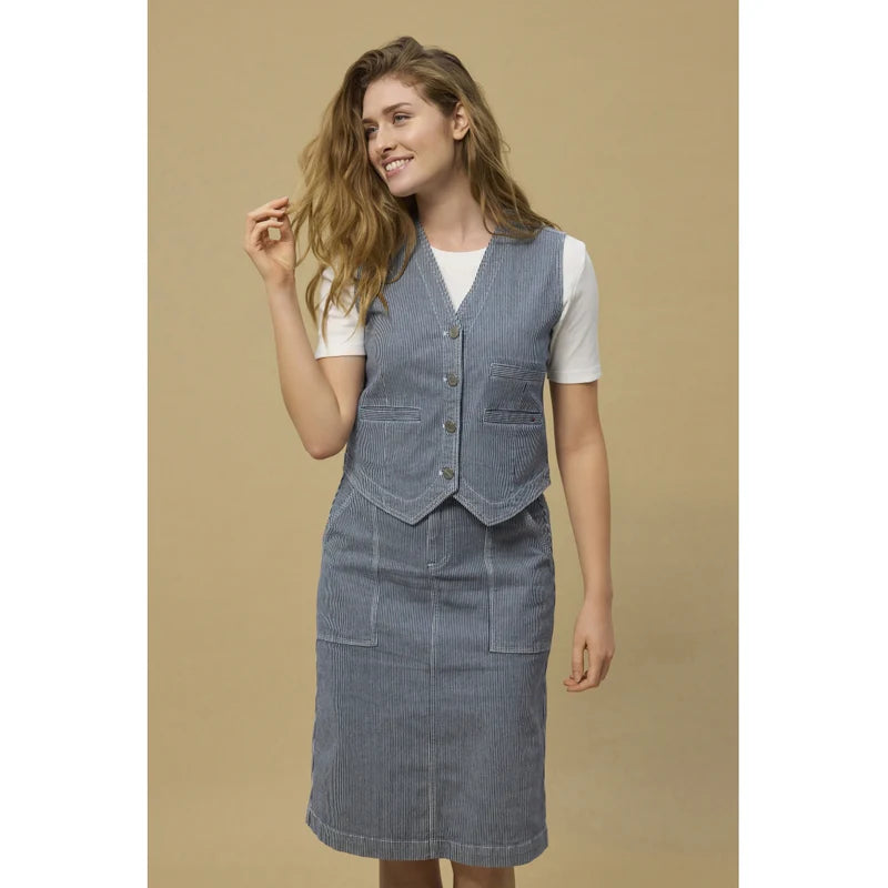 Redgreen Woman Letty Vest Dame – Denim Stripe