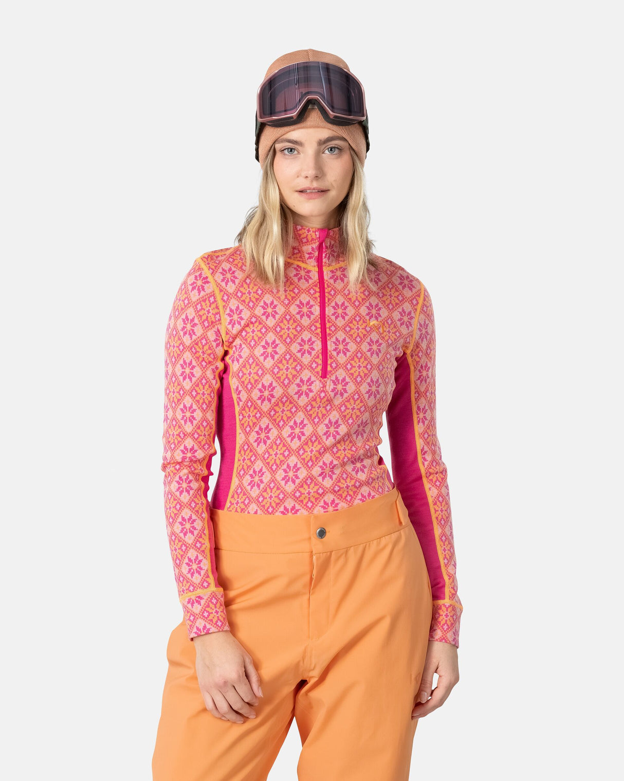 Kari Traa Rose Half Zip High Waist Skiundertøj Sæt Dame - Berry Pink -