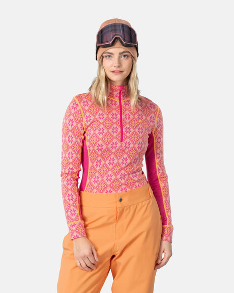 Kari Traa Rose Half Zip High Waist Skiundertøj Sæt Dame - Berry Pink -