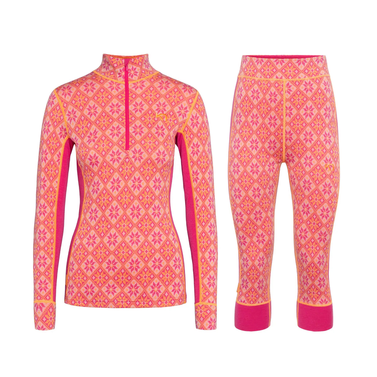 Kari Traa Rose Half Zip & Capri Skiundertøj Sæt Dame - Berry Pink - XXL
