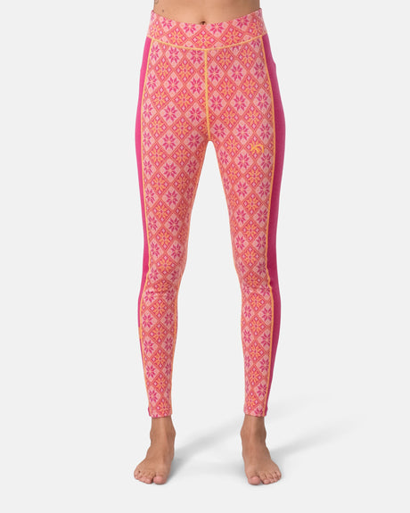 Kari Traa Rose Half Zip High Waist Skiundertøj Sæt Dame - Berry Pink -