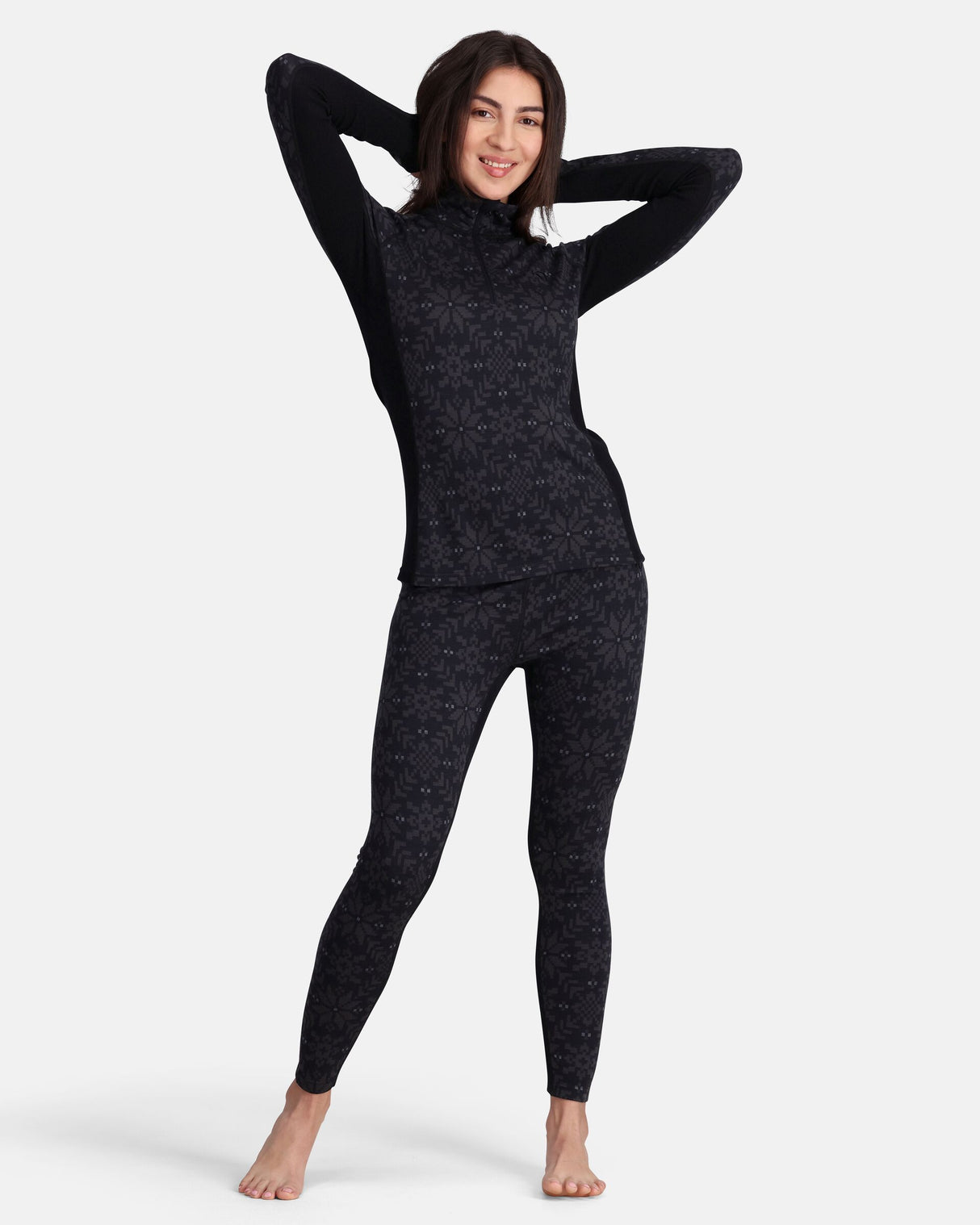 Kari Traa Edith Half Zip Skiundertøj Sæt Dame - Black -