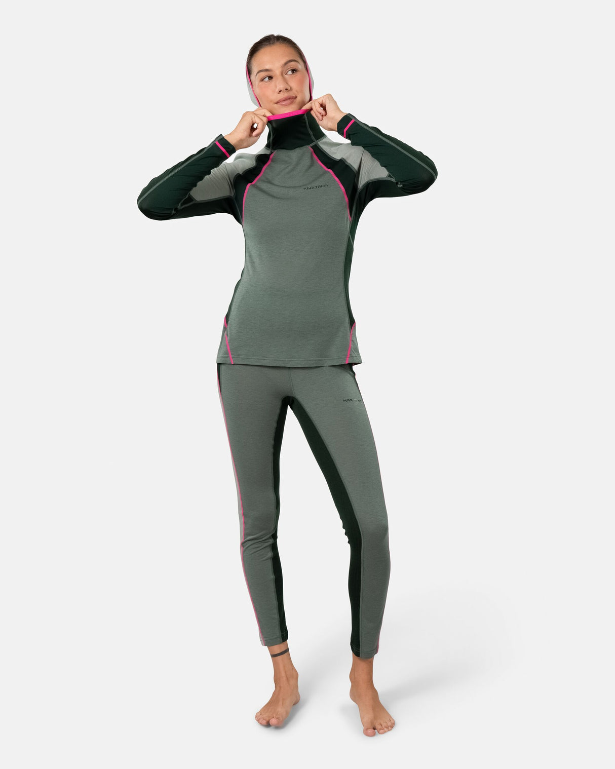 Kari Traa Alma Hood Skiundertøj Sæt Dame - Murk Green -