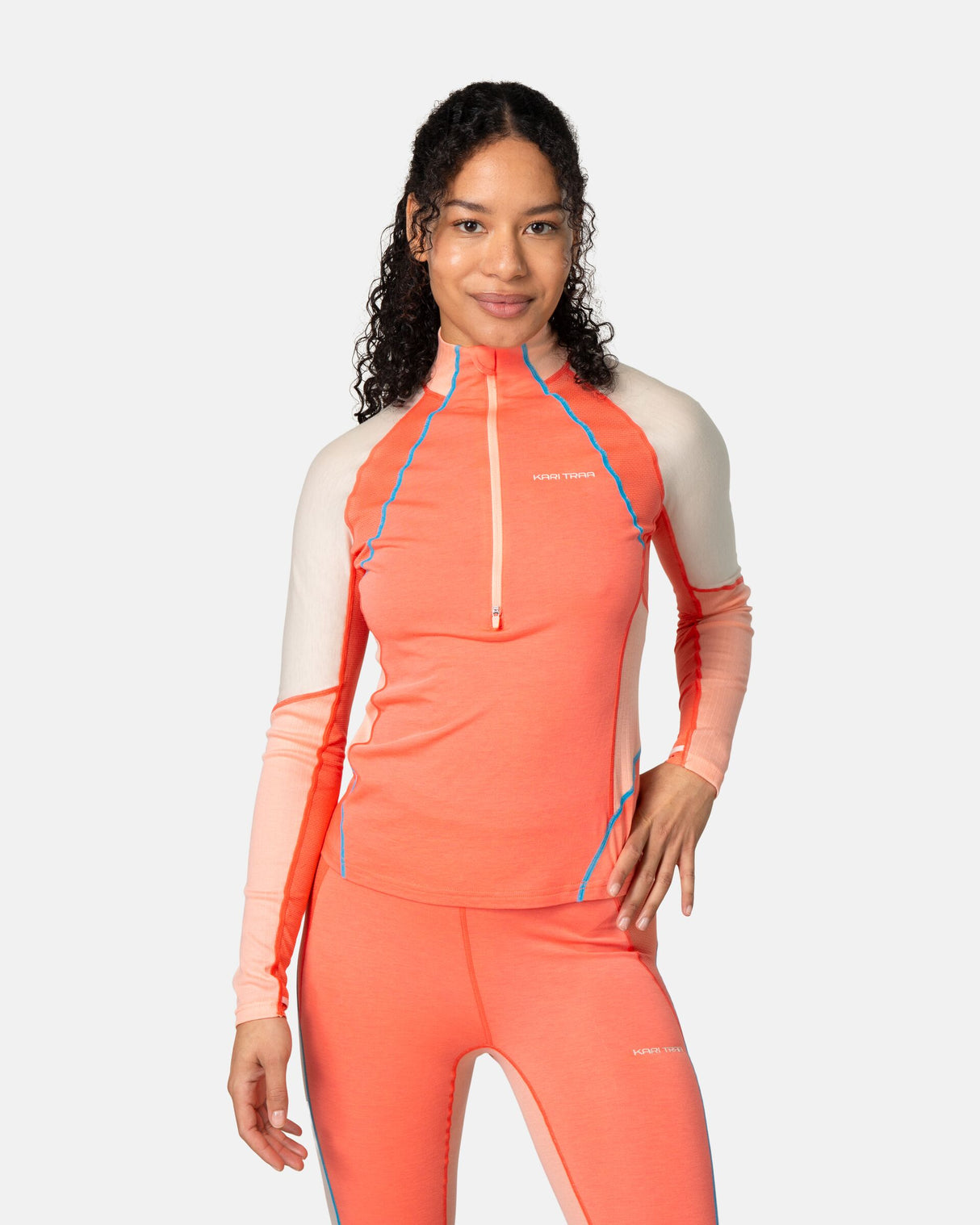 Kari Traa Alma Half-Zip Skiundertrøje Dame - Coral - Coral