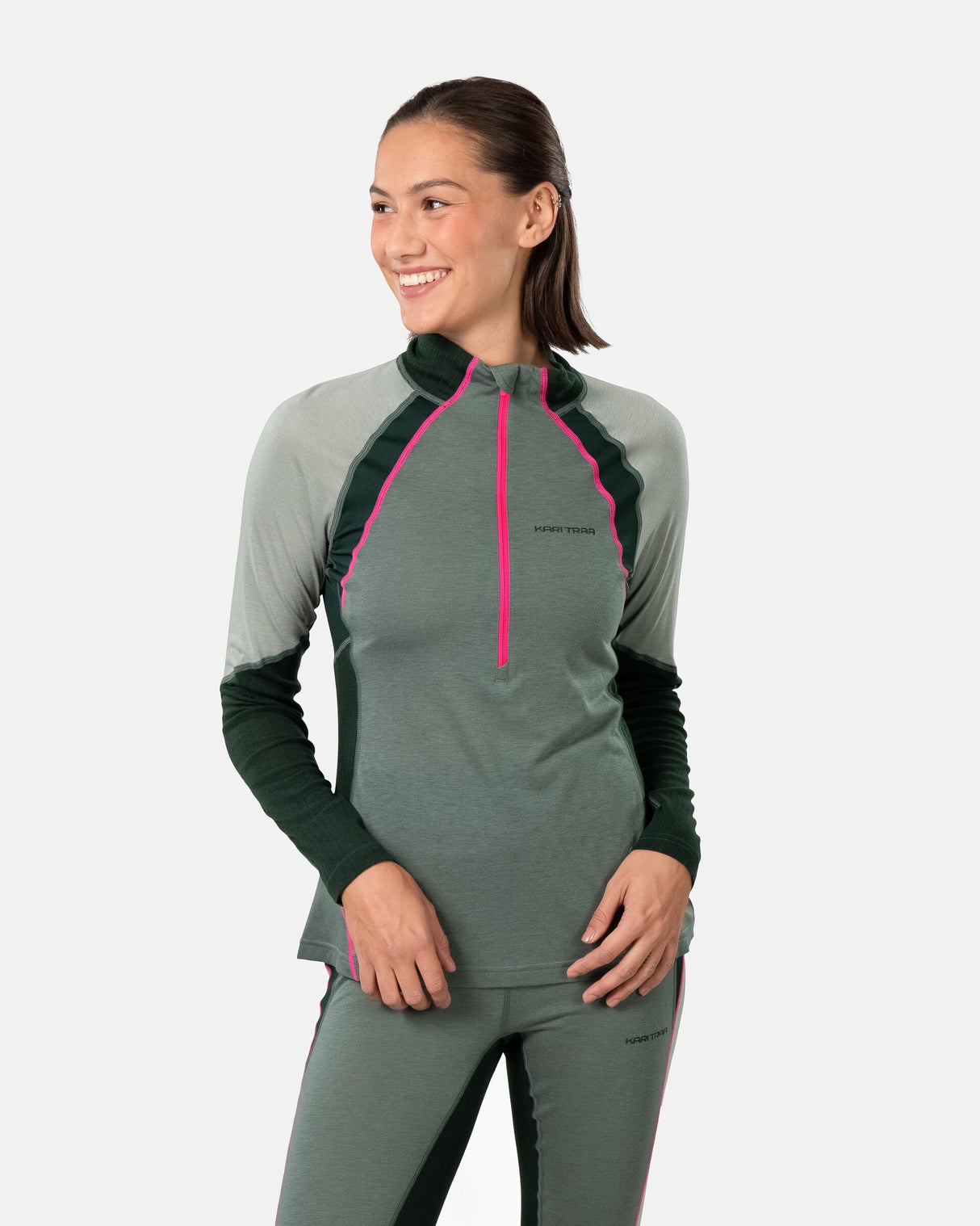 Kari Traa Alma Half-Zip Skiundertøj Sæt Dame - Murk Green -