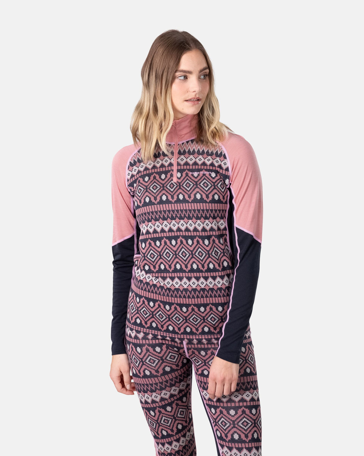 Kari Traa Malia Half Zip Skiundertrøje Dame - Pastel Dusty Pink - Pastel Dusty Pink