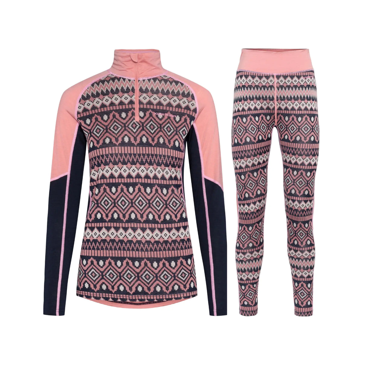 Kari Traa Malia Half-Zip Skiundertøj Sæt Dame - Pastel Dusty Pink - XXL