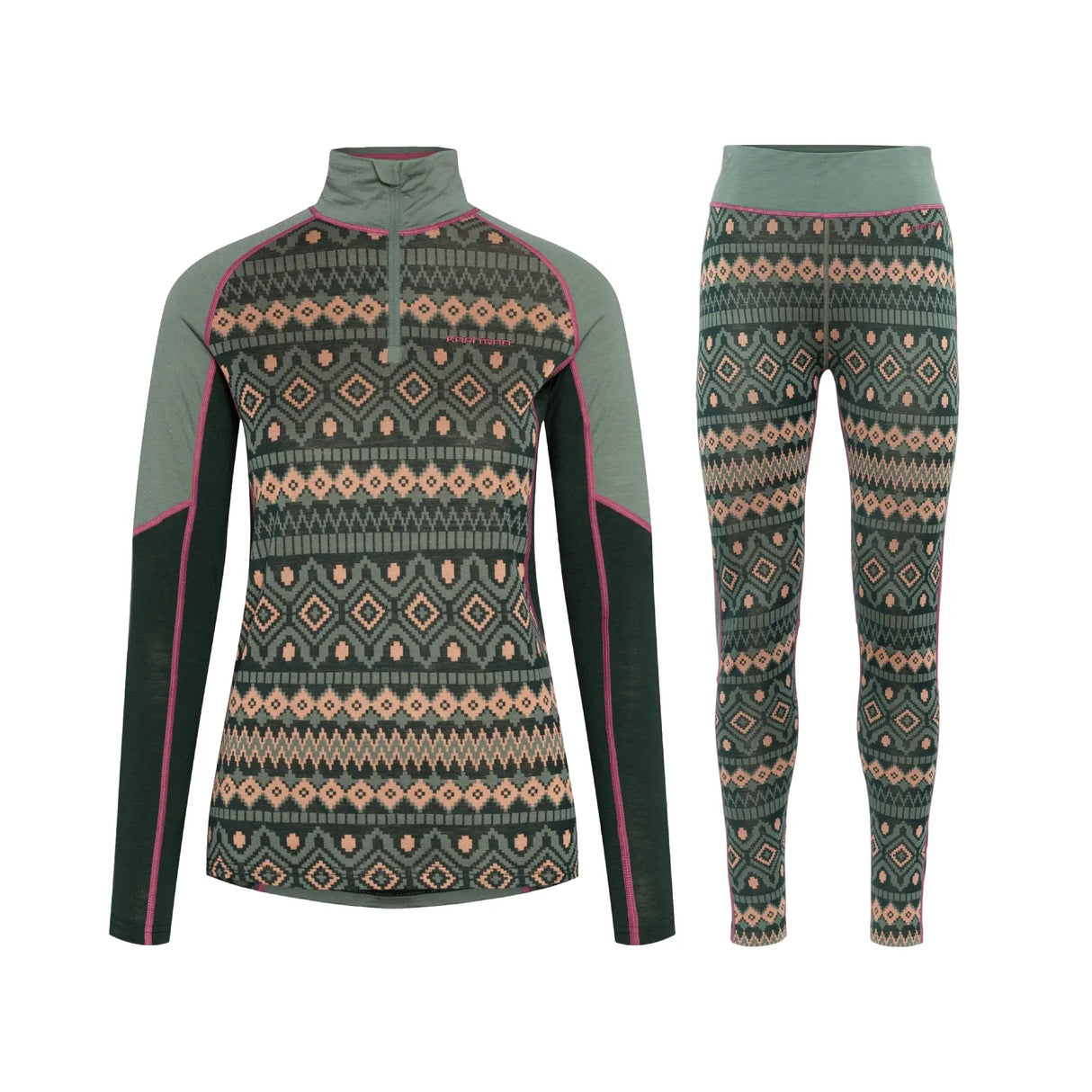 Kari Traa Malia Half-Zip Skiundertøj Sæt Dame - Murk Green - XXL