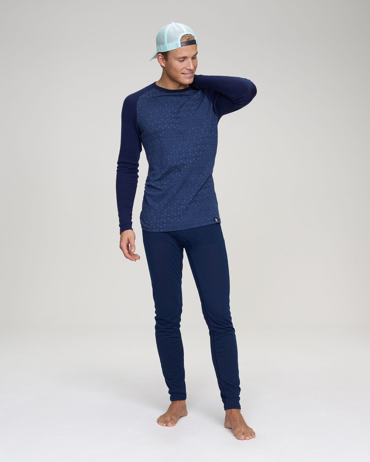 Bula Geo Merino Wool Crew Skiundertrøje Herre - Navy -