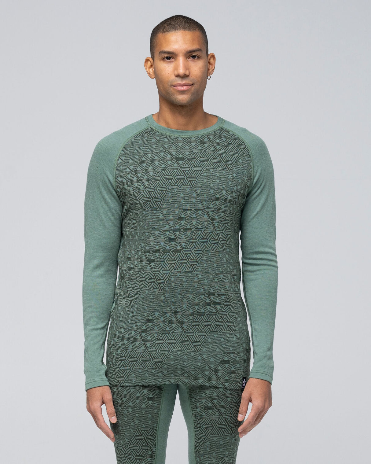 Bula Geo Merino Wool Crew Skiundertrøje Herre - Ivy - Ivy
