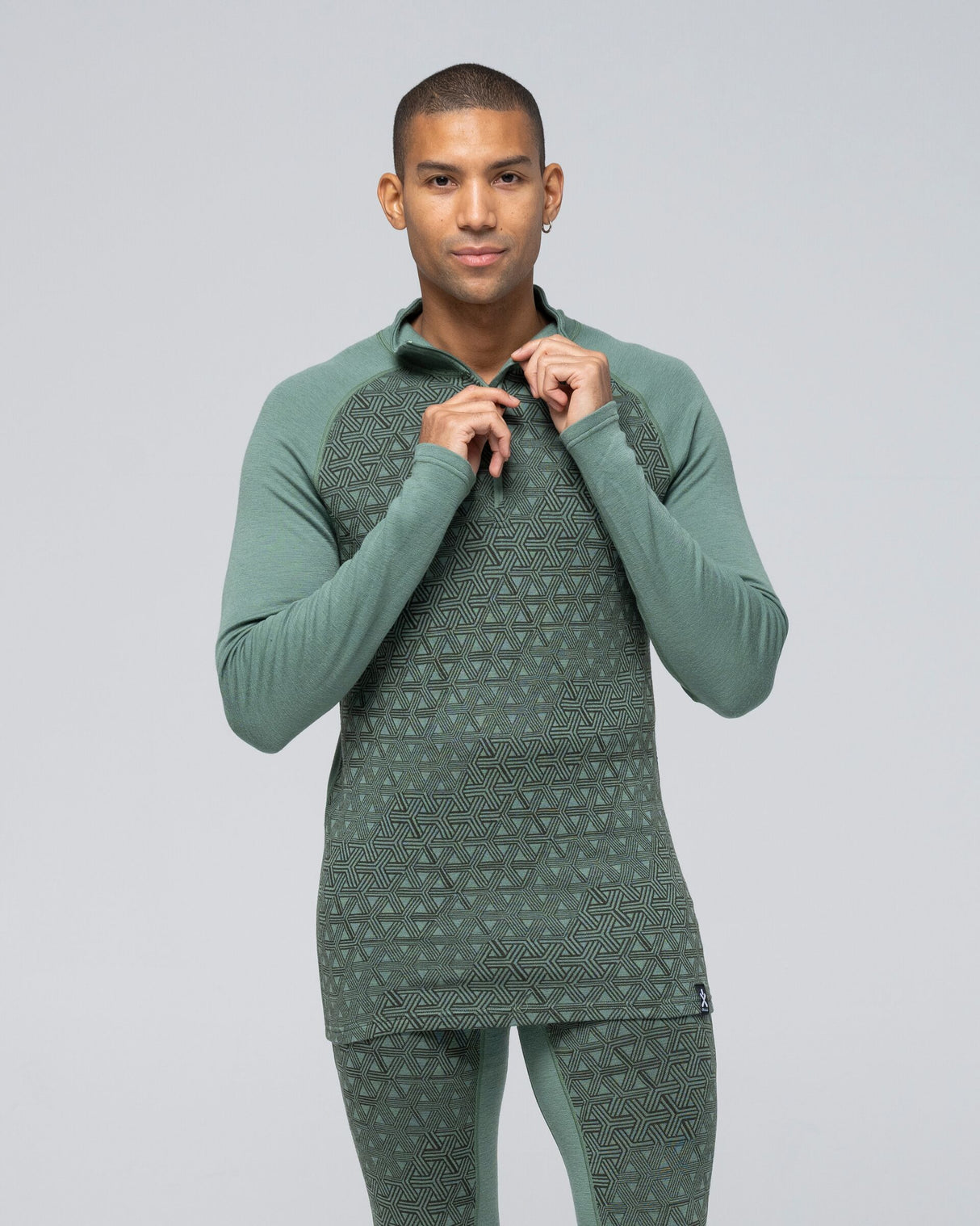 Bula Geo Merino Wool Half Zip Skiundertrøje Herre - Ivy - Ivy