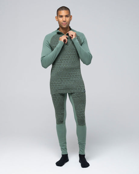 Bula Geo Merino Wool Half Zip Skiundertrøje Herre - Ivy -