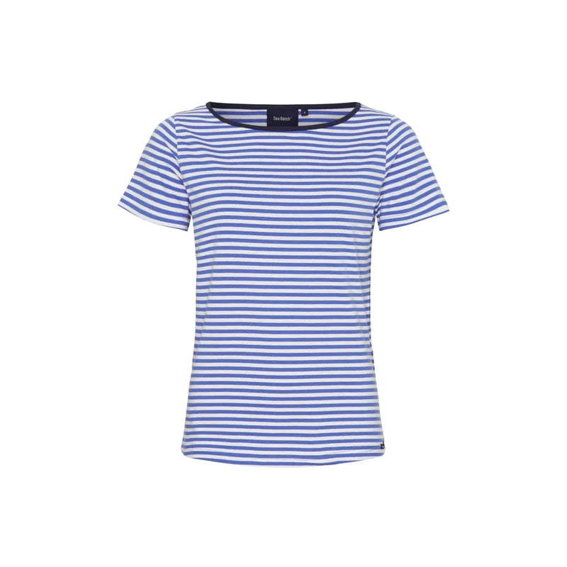 Sea Ranch Luella Stribet Kortærmet T-shirt Dame - Blue Pearl