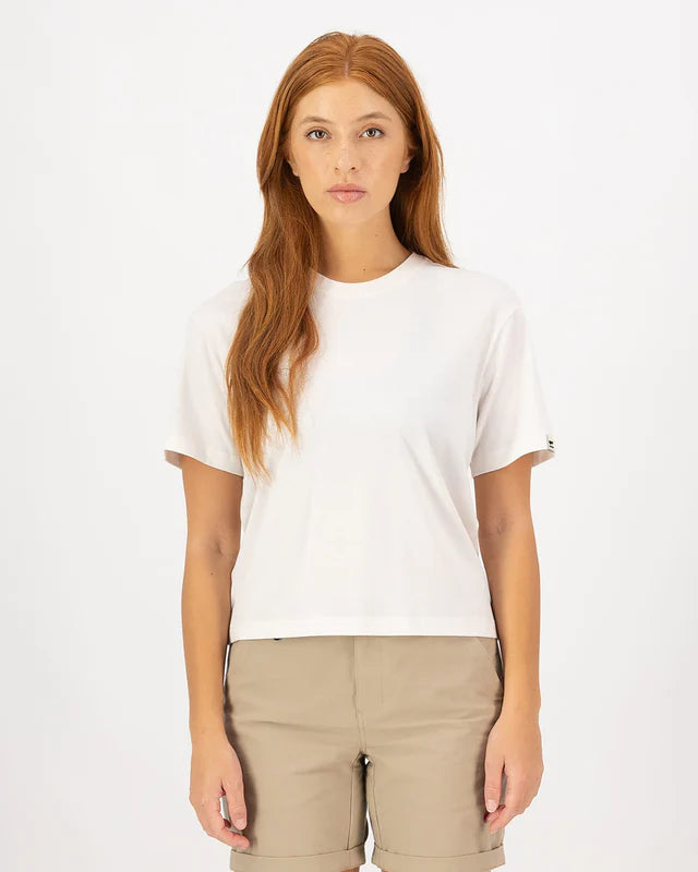 Mons Royale Yonder Merino Organic Cotton T-Shirt Dame - Vintage White -
