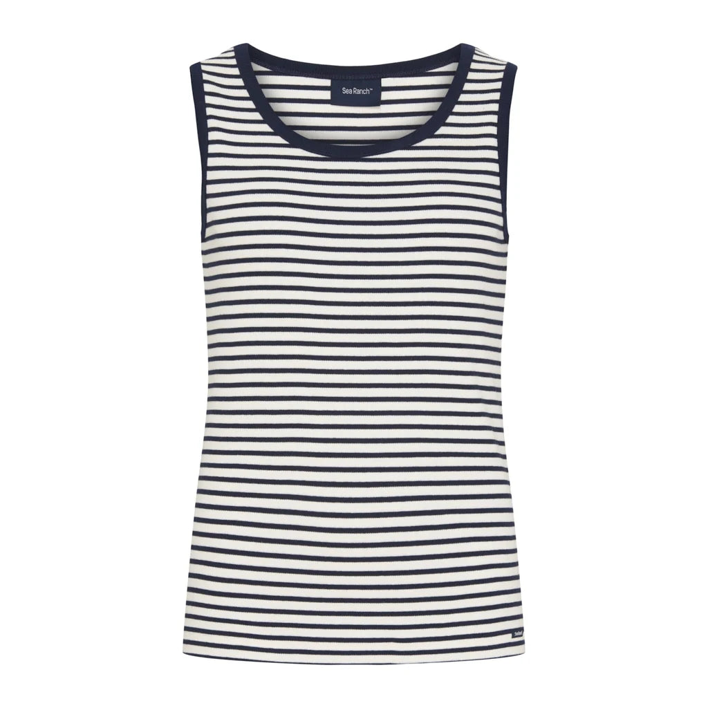 Sea Ranch Neel Tank Top Dame - Pearl / SR Navy - Pearl SR Navy