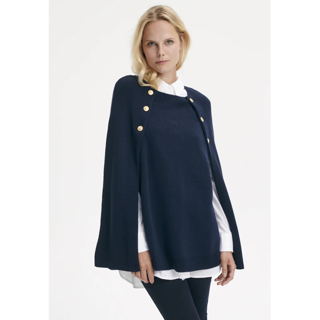 Redgreen Women Noemi Strikket Poncho Dame - Navy - Navy