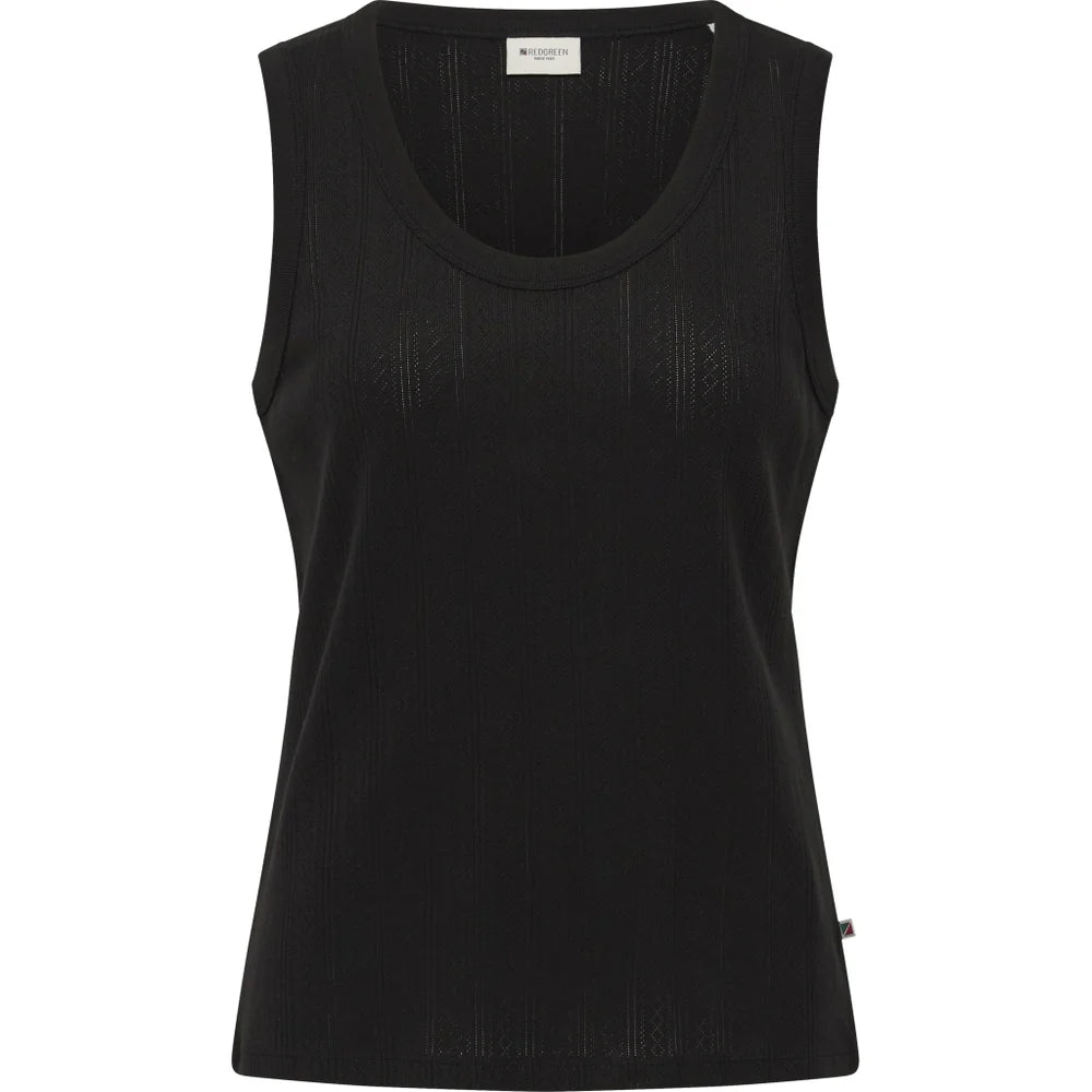 Redgreen Woman Cobi Tank Top Dame – Black | Bomuldstop med pointelle