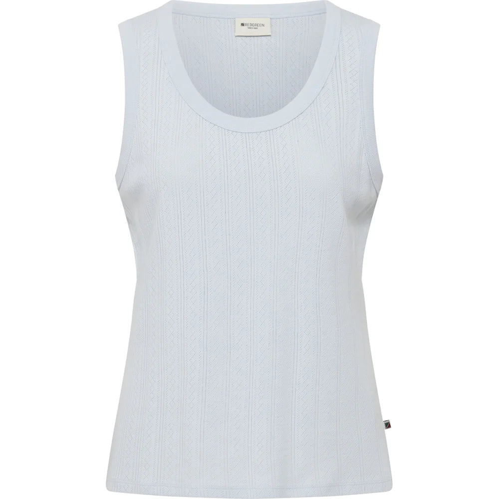 Redgreen Woman Cobi Tank Top Dame – Sky Blue | Bomuldstop med pointelle
