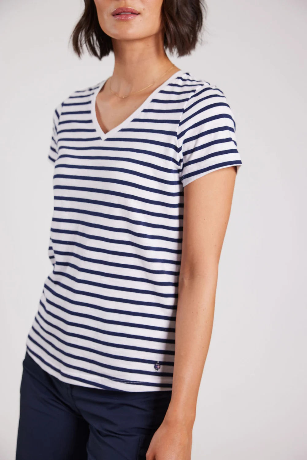Sebago Classic Tee T-shirt Dame - White Navy