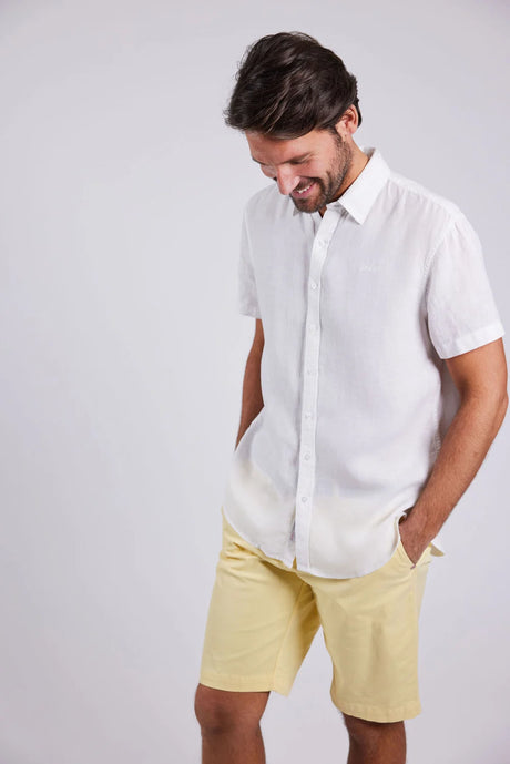 Sebago Linen Shirt Short Sleeve Kortærmet skjorte Herre - White -