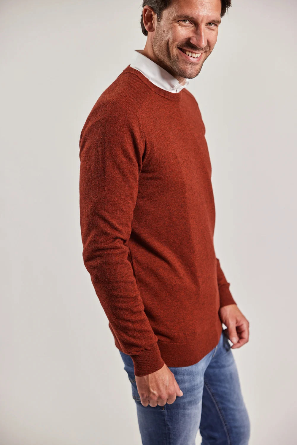 Sebago Merino Crew Knit Pullover Herre - Rust -