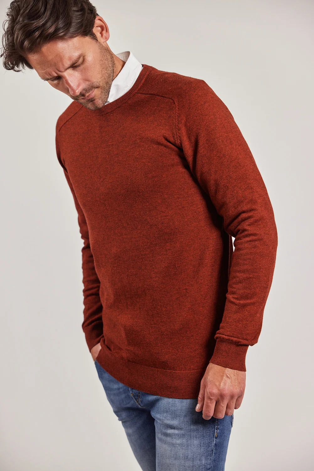 Sebago Merino Crew Knit Pullover Herre - Rust - Rust