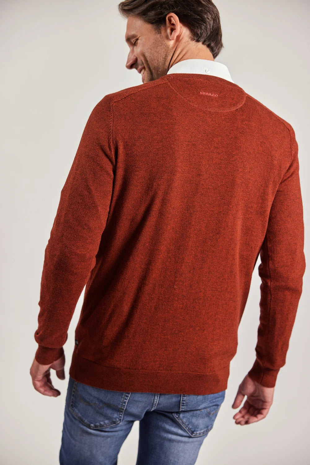 Sebago Merino Crew Knit Pullover Herre - Rust -