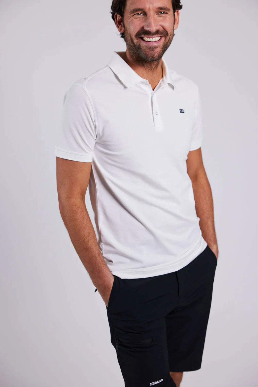 Sebago Performance Polo Pique T-shirt Herre - White -