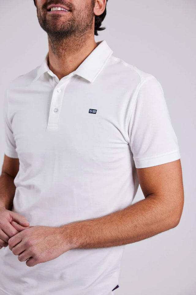 Sebago Performance Polo Pique T-shirt Herre - White - White