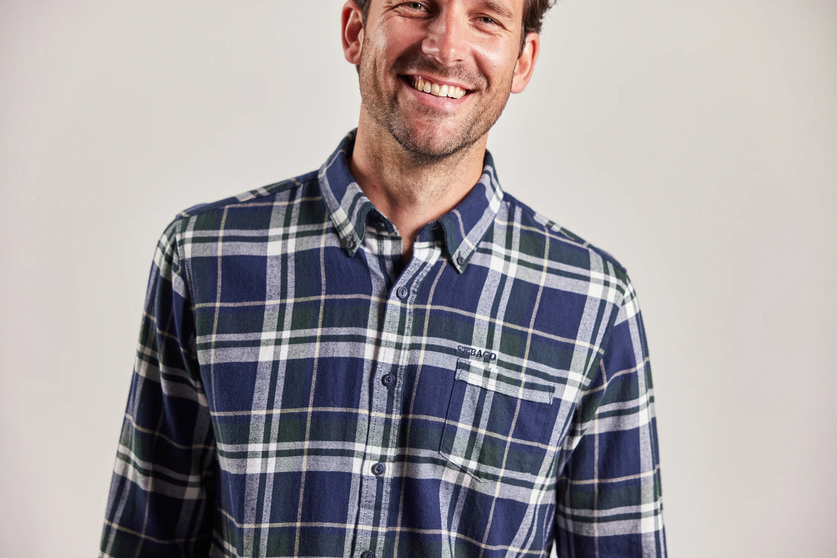 Sebago Tom Flannel Check Shirt Skjorte Herre - Navy/Green - Navy Green