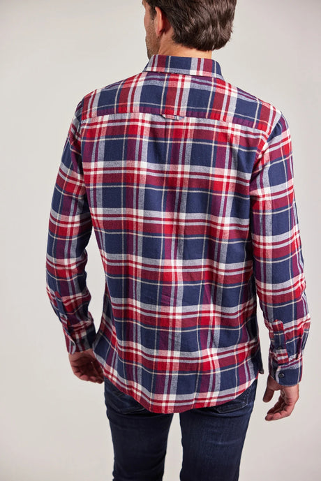 Sebago Tom Flannel Check Shirt Skjorte Herre - Navy/Red -