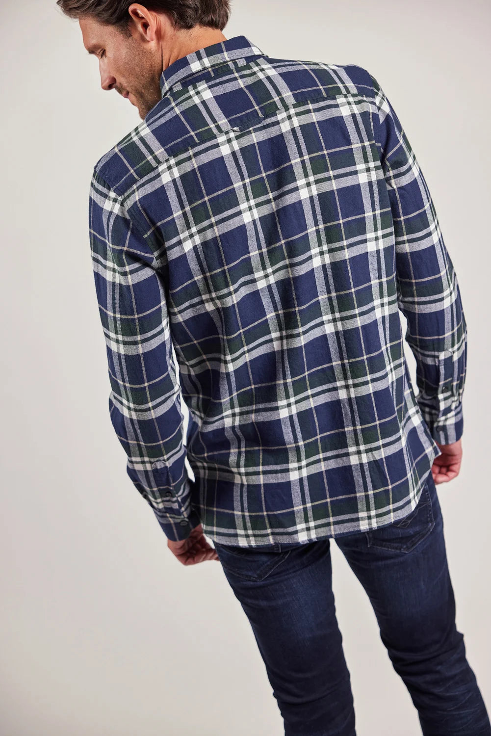 Sebago Tom Flannel Check Shirt Skjorte Herre - Navy/Green -