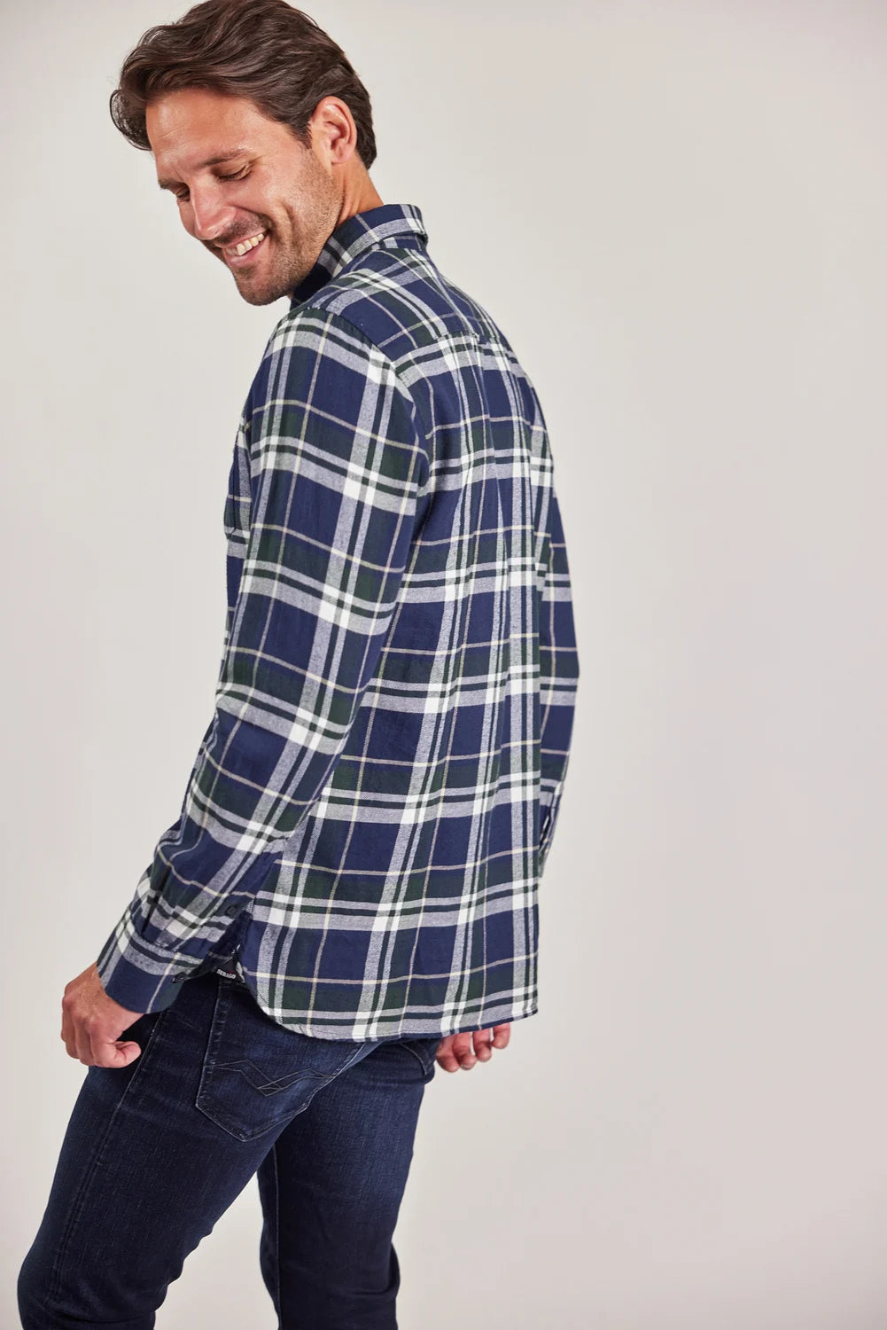 Sebago Tom Flannel Check Shirt Skjorte Herre - Navy/Green -
