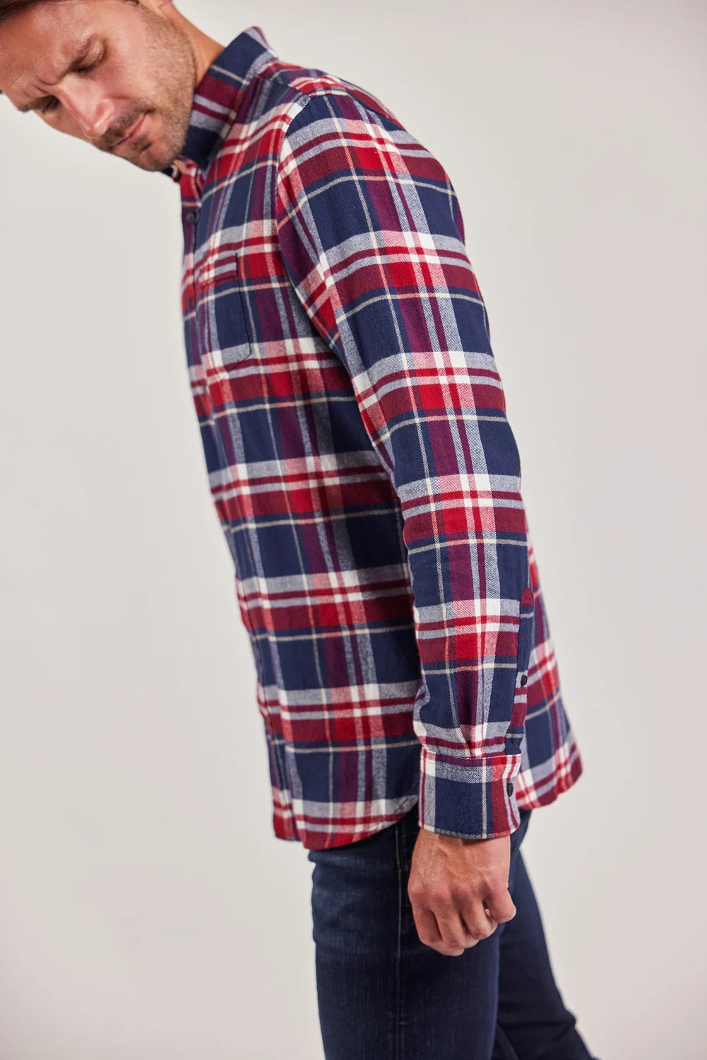 Sebago Tom Flannel Check Shirt Skjorte Herre - Navy/Red -