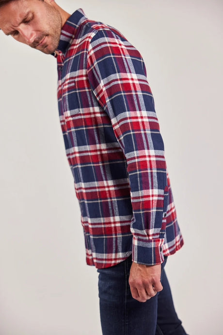 Sebago Tom Flannel Check Shirt Skjorte Herre - Navy/Red -