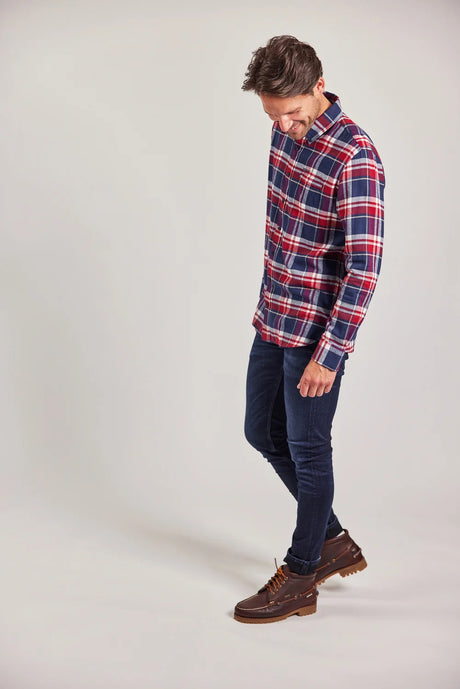 Sebago Tom Flannel Check Shirt Skjorte Herre - Navy/Red -