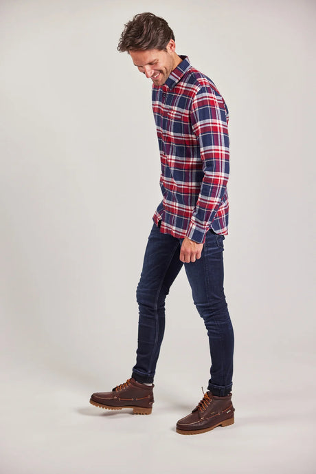 Sebago Tom Flannel Check Shirt Skjorte Herre - Navy/Red -
