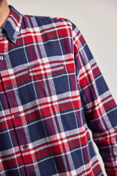 Sebago Tom Flannel Check Shirt Skjorte Herre - Navy/Red -