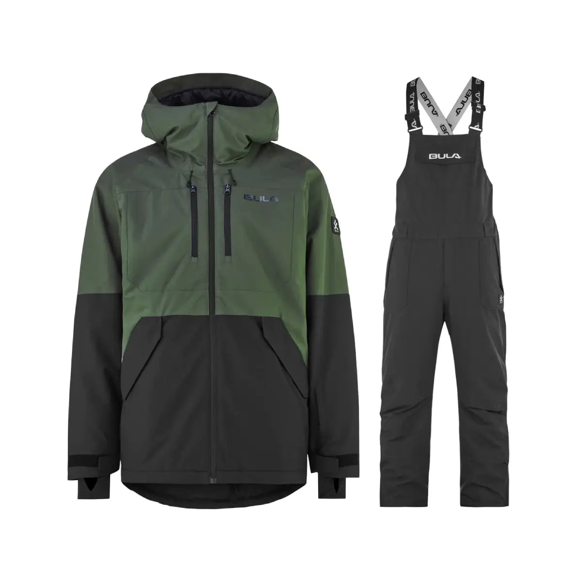 Bula Liftie Insulated Jacket & Bib Pant Skisæt Herre - Dolive / Black - XL