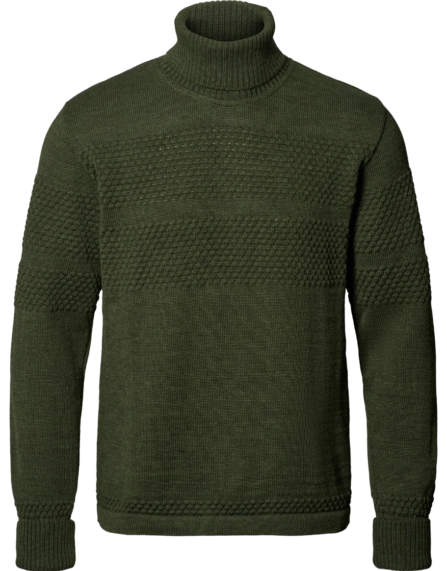Clipper Saltum pullover med rullekrave Sømandstrøje Herre - Olive Melange