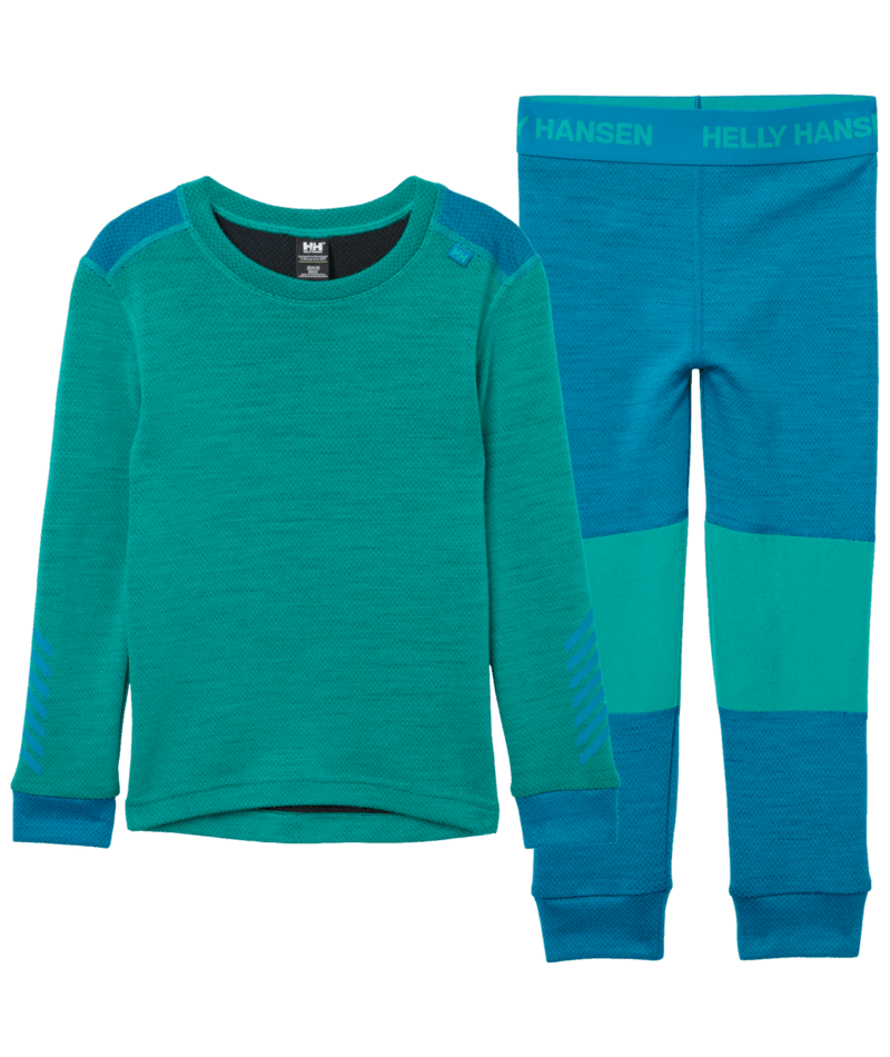 Helly Hansen Kids' LIFA® Merino Wool Base Layer Set Skiundertøj Børn - Signal Green Sample - Signal Green 104 cm 4 år