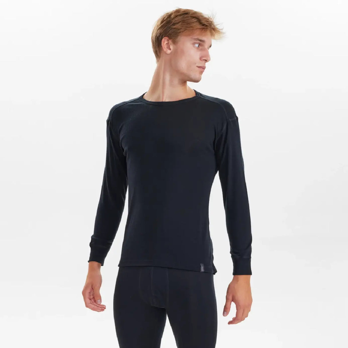 JBS "Wool" langærmet t-shirt - skiundertrøje Herre - 100% Merinould - Sort