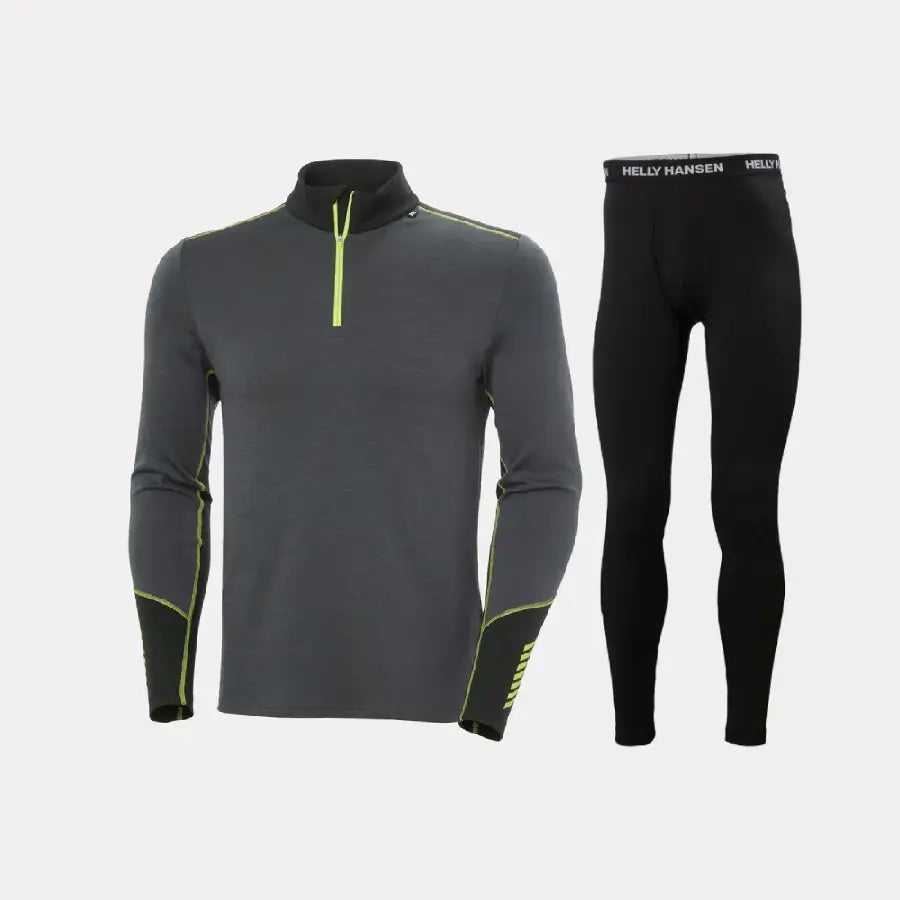 Helly Hansen Men's LIFA® Merino Midweight Half-Zip & Pants Skiundertøj Sæt Herre - Thunder Grey / Black