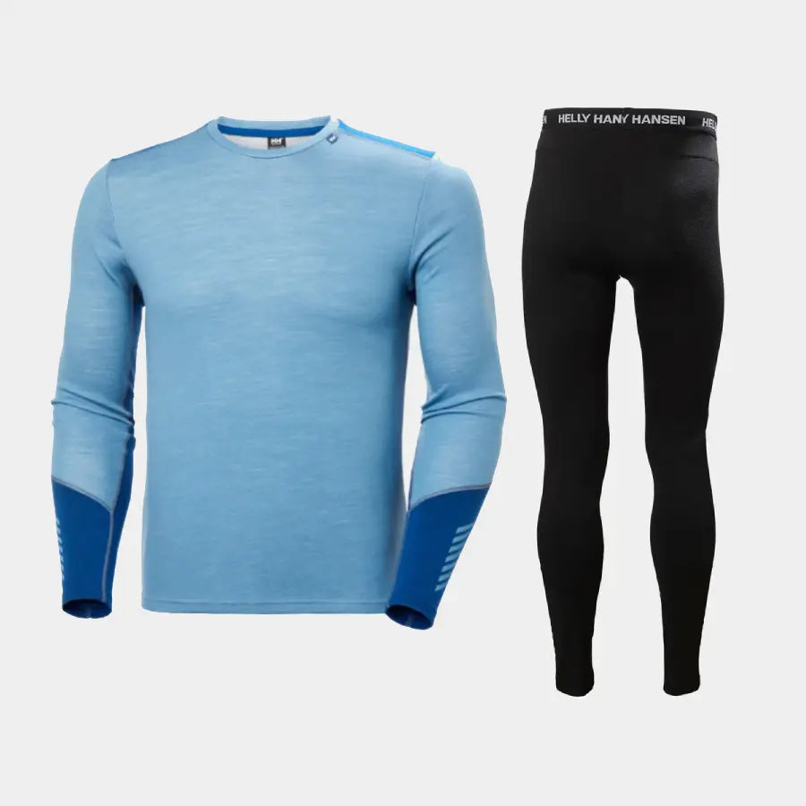 Helly Hansen Men's LIFA® Merino Midweight Crew & Pants Skiundertøj Sæt Herre - Blue Fog / Black - XXL