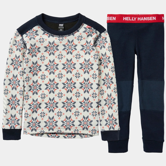 Helly Hansen Kids' Graphic LIFA® Merino Wool Base Layer Set Skiundertøj Børn - Navy - Navy