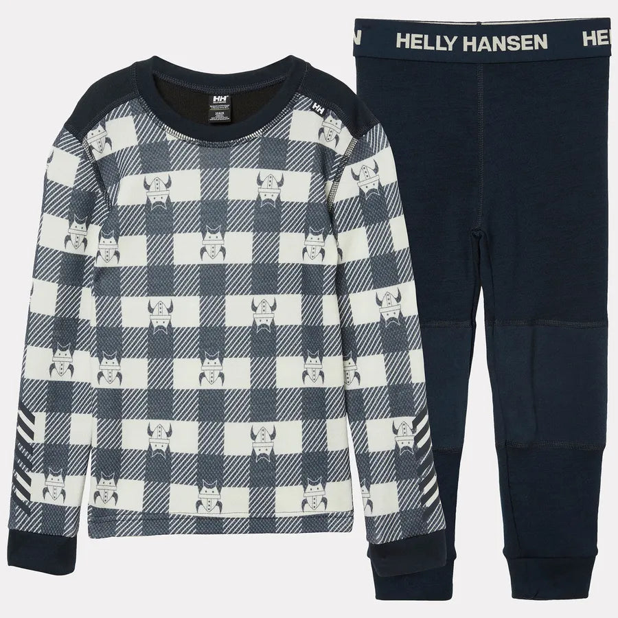 Helly Hansen Kids' Graphic LIFA® Merino Wool Base Layer Set Skiundertøj Børn - Navy