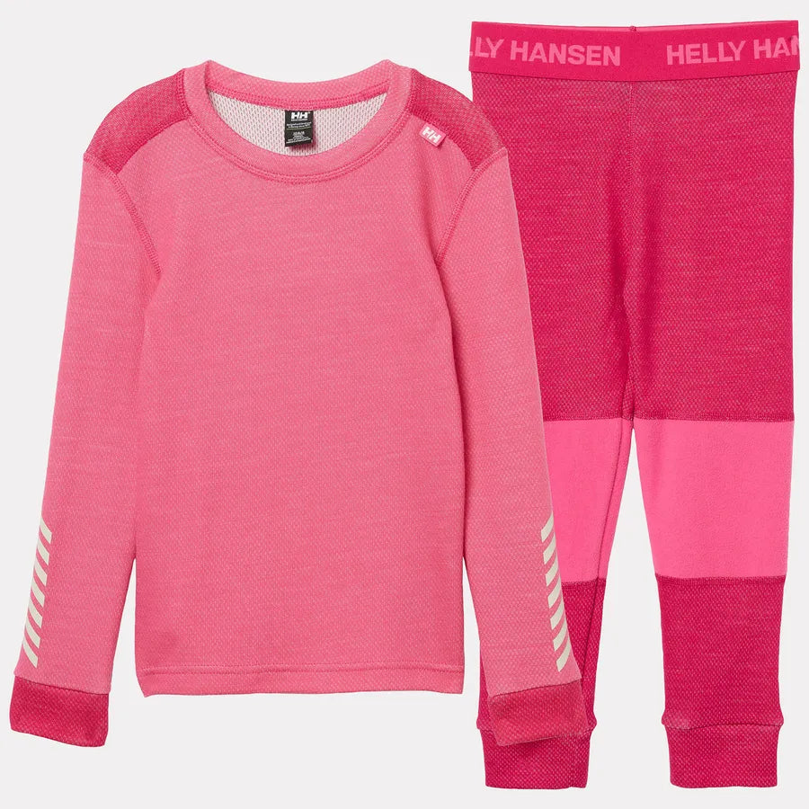 Helly Hansen Kids' LIFA® Merino Wool Base Layer Set Skiundertøj Børn - Hot Pink
