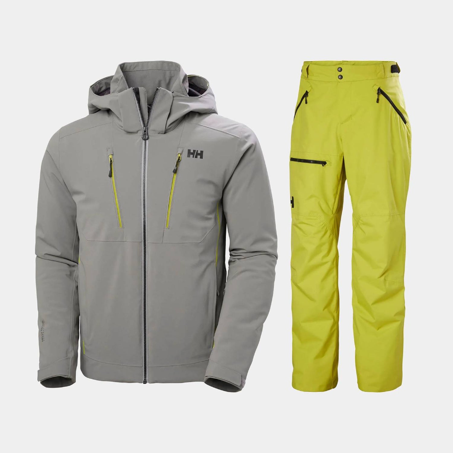 Helly Hansen Men's Alpha 4.0 & Sogn Skisæt Herre - Concrete / Bright Moss - 2XL