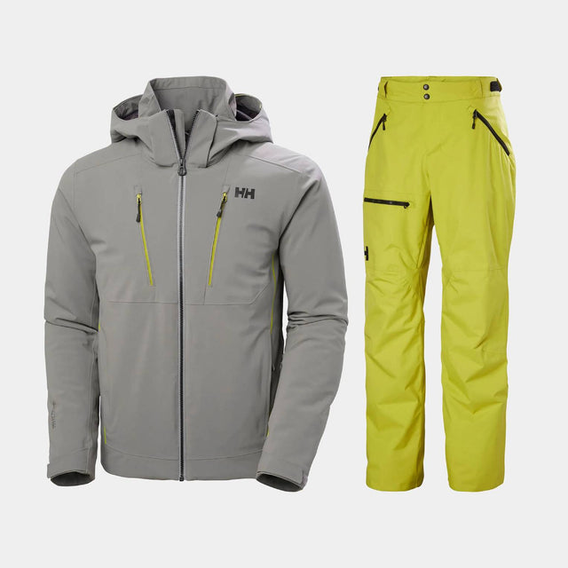Helly Hansen Men's Alpha 4.0 & Sogn Skisæt Herre - Concrete / Bright Moss - 2XL
