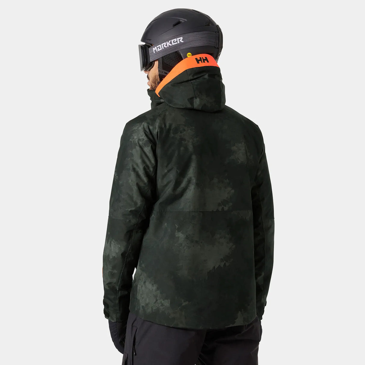 Helly Hansen Men's Powderface / Sogn Skisæt Herre - Black Marble / Neon Orange -